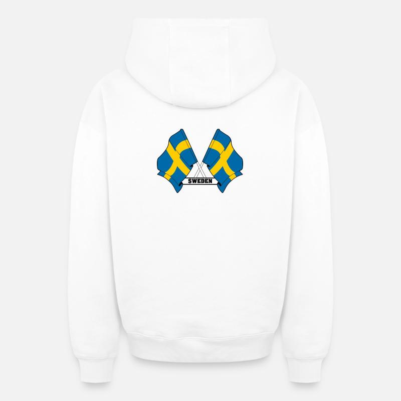 Drapeau suédois - Sweat à capuche unisexe zippé oversize épais SPREAD - blanc