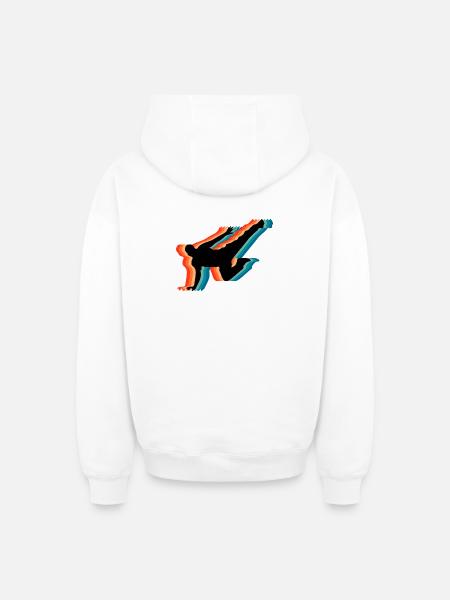 Parkour Heartbeat Pulse Retro Freerunning - Oversized Heavyweight Unisex Zip Hoodie - white