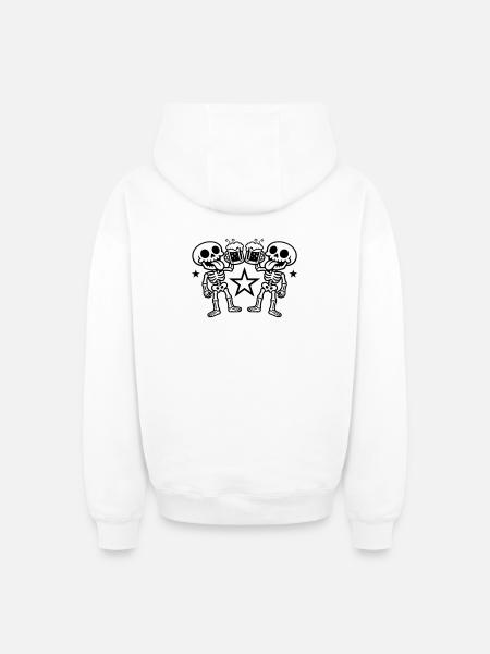Skelett Bier Prost - Oversized Heavyweight Unisex Zip Hoodie - Weiß