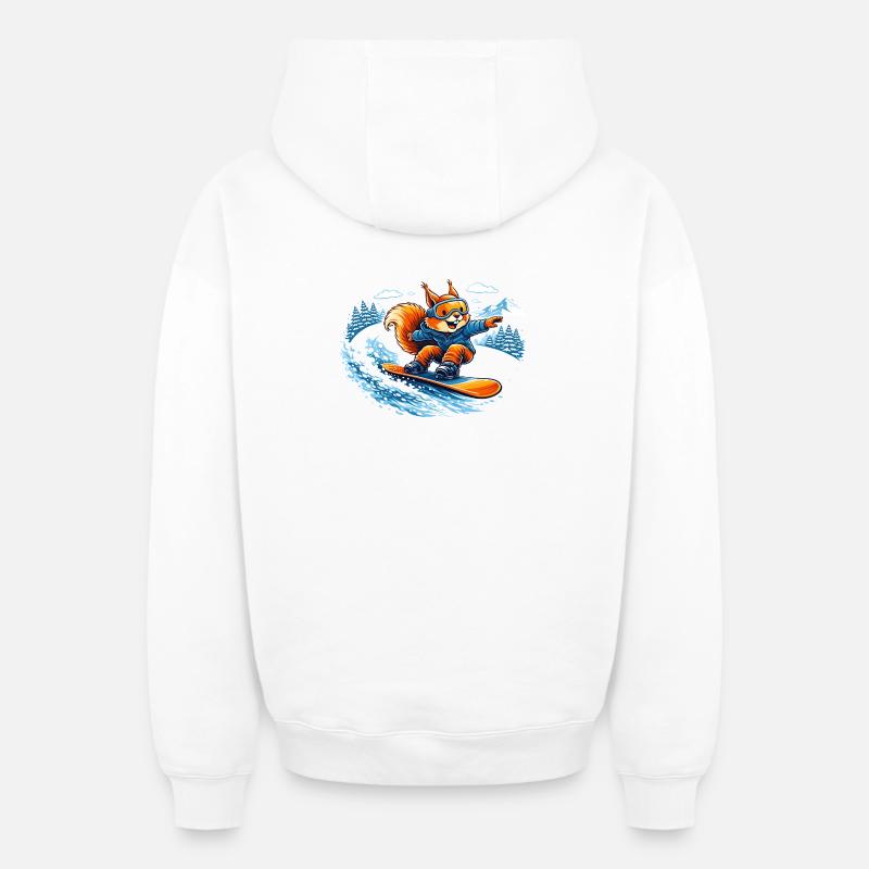 Lustiges Snowboard Eichhörnchen – Winter Fun - Oversized Heavyweight Unisex Zip Hoodie - Weiß