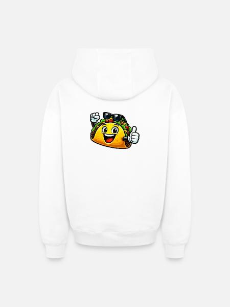 Fröhlicher Taco mit Sonnenbrille - Oversized Heavyweight Unisex Zip Hoodie - Weiß