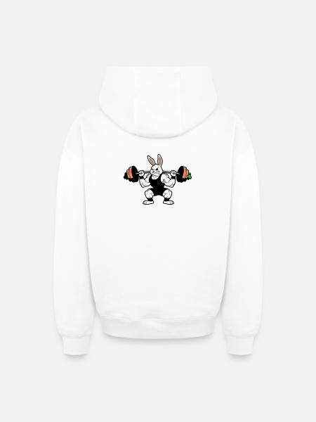 Muskel Hase Karotten Hantel - Oversized Heavyweight Unisex Zip Hoodie - Weiß