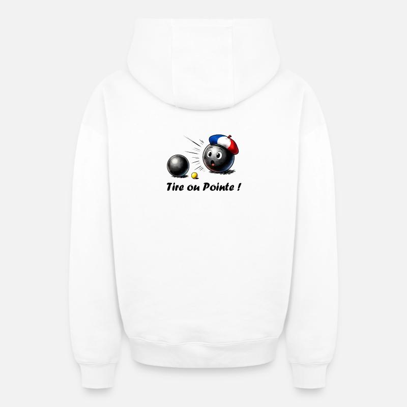 Boule de pétanque Français avec Béret - Sweat à capuche unisexe zippé oversize épais SPREAD - blanc