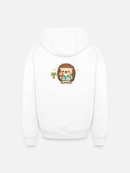 Kawaii Igel im Hawaii-Hemd - Oversized Heavyweight Unisex Zip Hoodie - Weiß