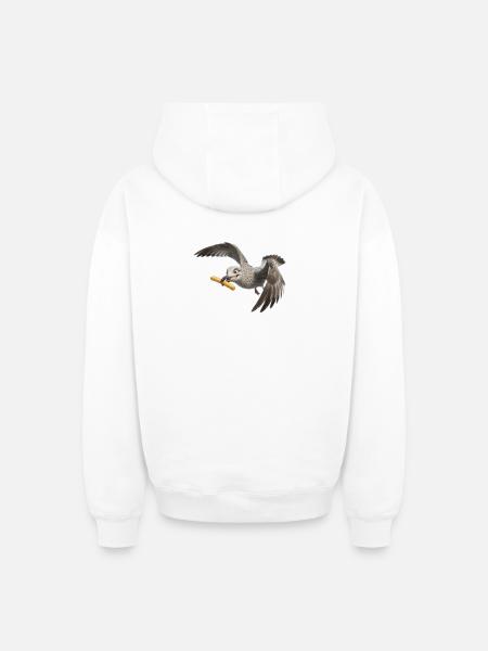 Möwe mit Pommes frites - Oversized Heavyweight Unisex Zip Hoodie - Weiß