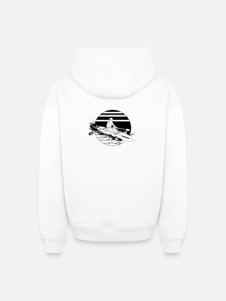 Rower Drawing - Oversized Heavyweight Unisex Zip Hoodie - white