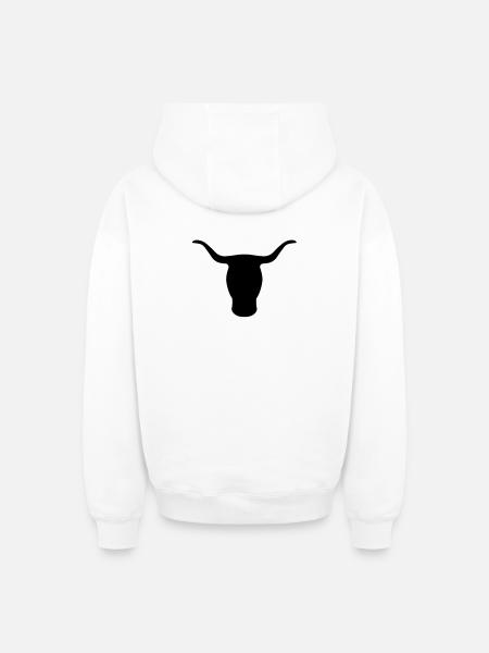 Bull's Head - Oversized Heavyweight Unisex Zip Hoodie - white