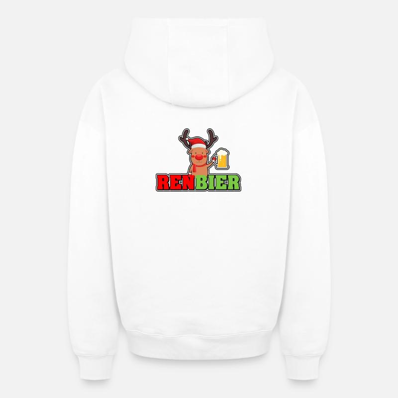 RenBier - Sweat à capuche unisexe zippé oversize épais SPREAD - blanc