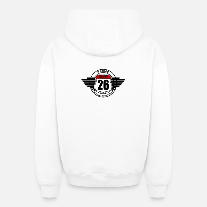 LA ROUTE 26 - Sweat à capuche unisexe zippé oversize épais SPREAD - blanc