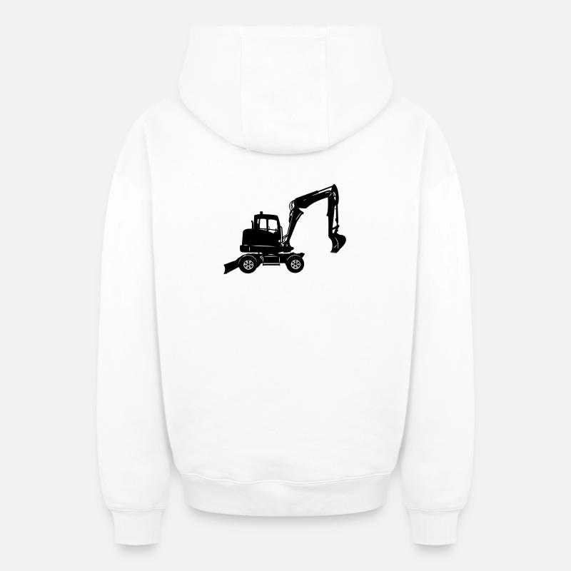 Excavatrice - Sweat à capuche unisexe zippé oversize épais SPREAD - blanc