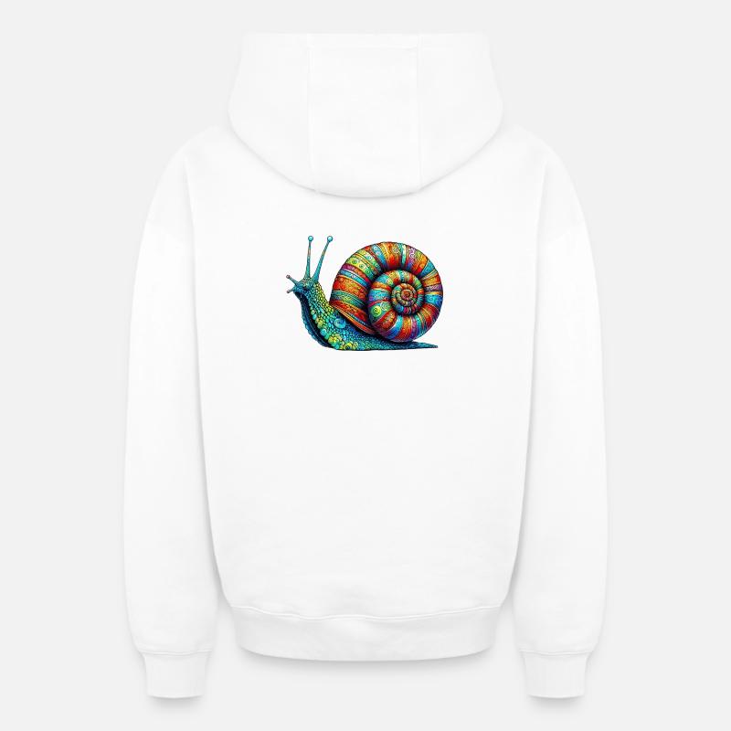 Escargot - Sweat à capuche unisexe zippé oversize épais SPREAD - blanc