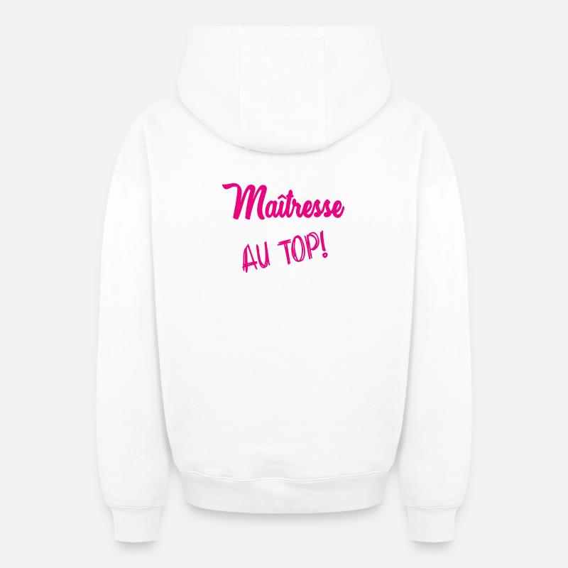 MAÎTRESSE. MERCI. MERCI MAÎTRESSE - Sweat à capuche unisexe zippé oversize épais SPREAD - blanc