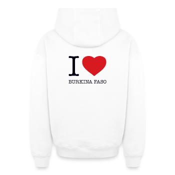 I love Burkina Faso - Oversized Heavyweight Unisex Zip Hoodie - white - Back - AI Model Male 178 light (178cm)