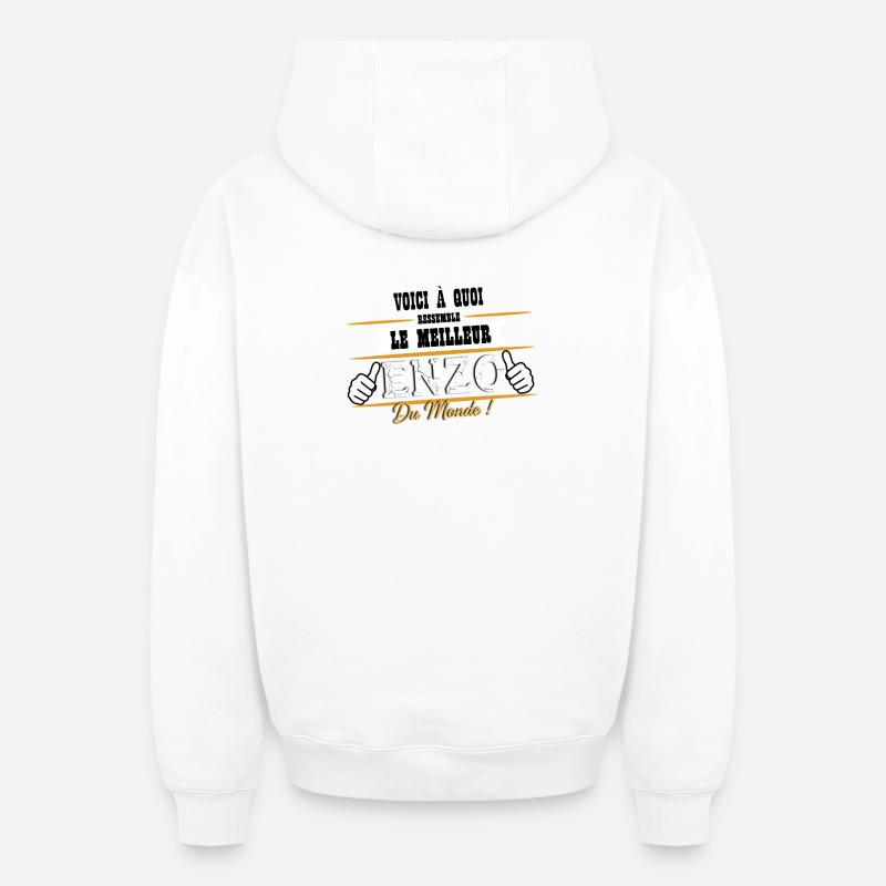 Meilleur Enzo Du Monde - Sweat à capuche unisexe zippé oversize épais SPREAD - blanc
