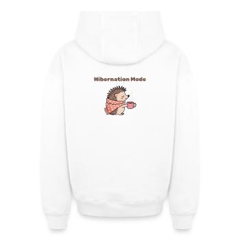 Hibernation Mode - Cute Hedgehog with Hot Drink - Sweat à capuche unisexe zippé oversize épais SPREAD - blanc - Dos - AI Model Male 178 light (178cm)