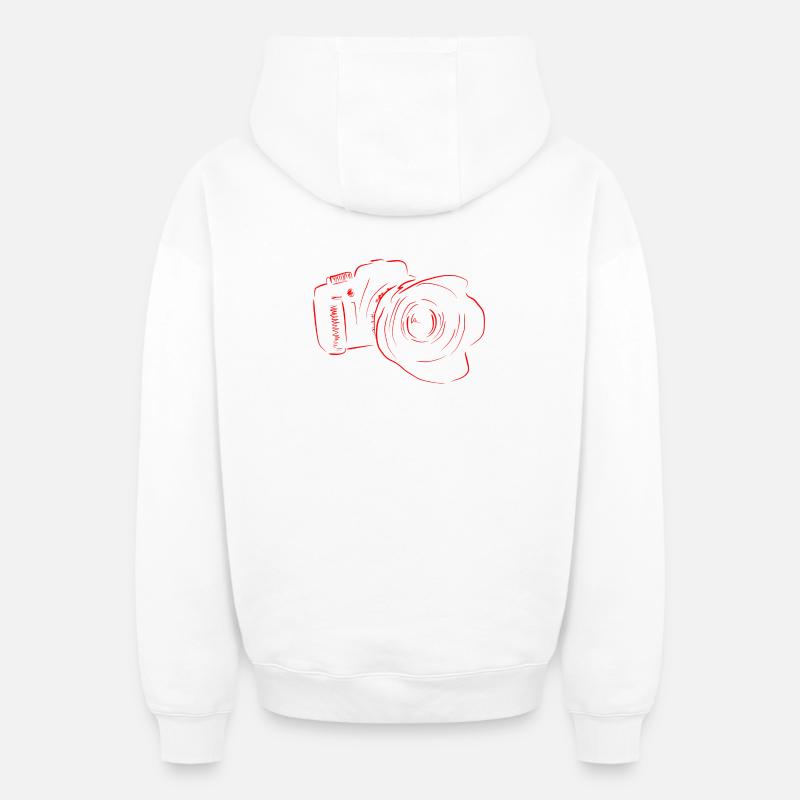 caméra - Sweat à capuche unisexe zippé oversize épais SPREAD - blanc