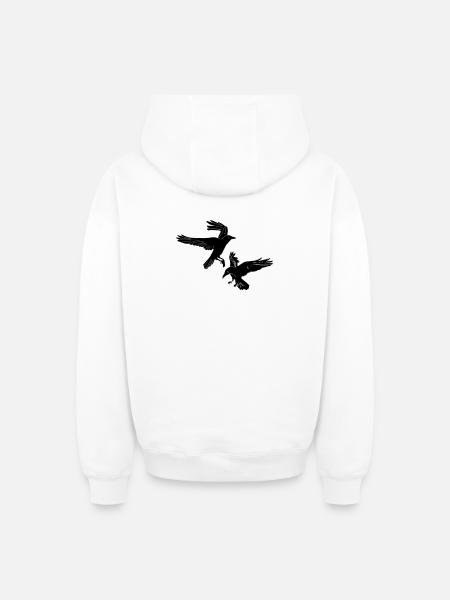 Two rafts Hugin and Munin - Oversized Heavyweight Unisex Zip Hoodie - white