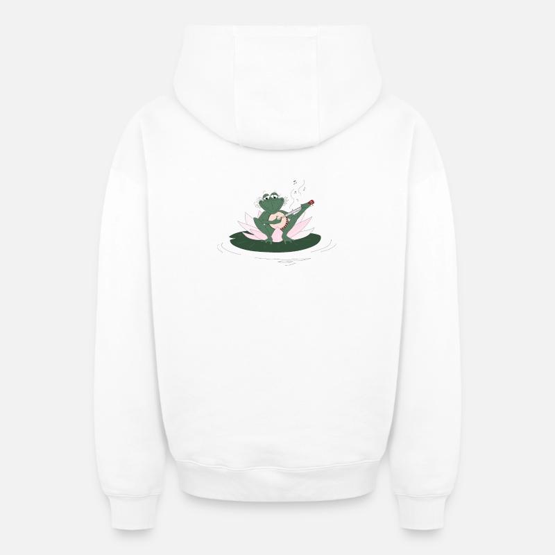 Grenouille Banjo - Sweat à capuche unisexe zippé oversize épais SPREAD - blanc