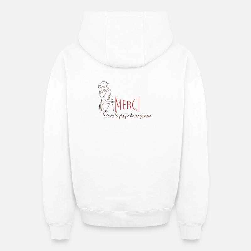 Merci pour la prise de conscience - Sweat à capuche unisexe zippé oversize épais SPREAD - blanc