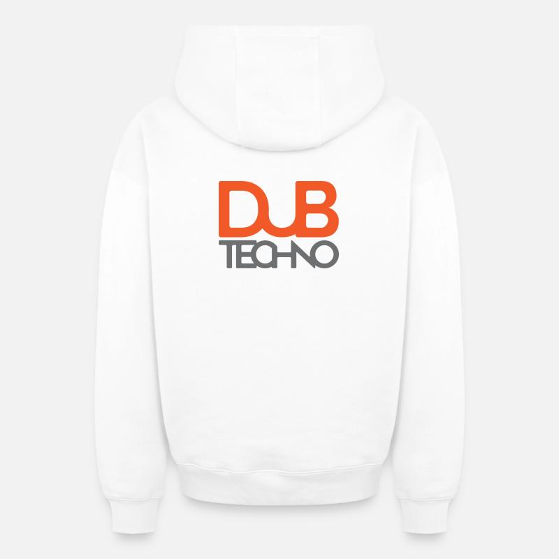 Dub Techno Logo Tee - Oversized Heavyweight Unisex Zip Hoodie - white