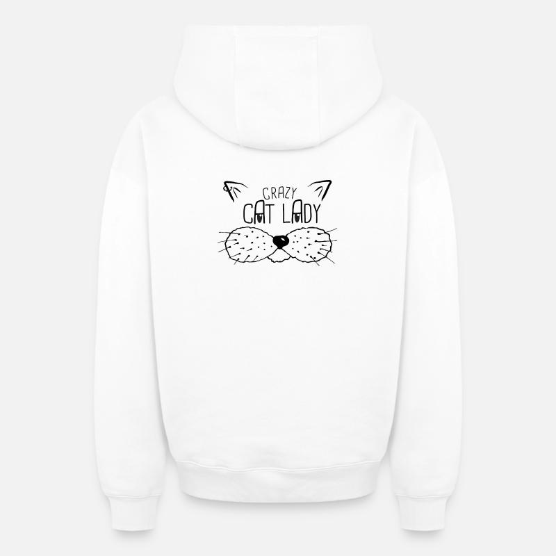 maman chats - Sweat à capuche unisexe zippé oversize épais SPREAD - blanc
