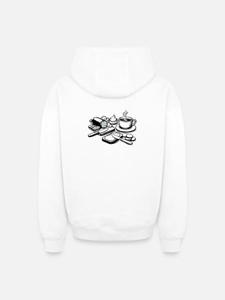 meal - Oversized Heavyweight Unisex Zip Hoodie - white