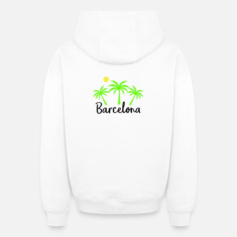 Barcelone - Sweat à capuche unisexe zippé oversize épais SPREAD - blanc
