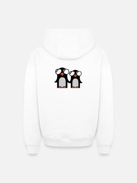 funky penguins - Oversized Heavyweight Unisex Zip Hoodie - white