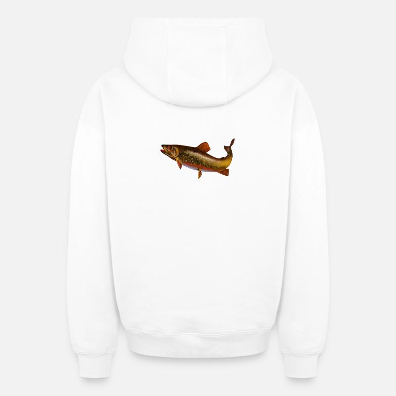 poisson - Sweat à capuche unisexe zippé oversize épais SPREAD - blanc