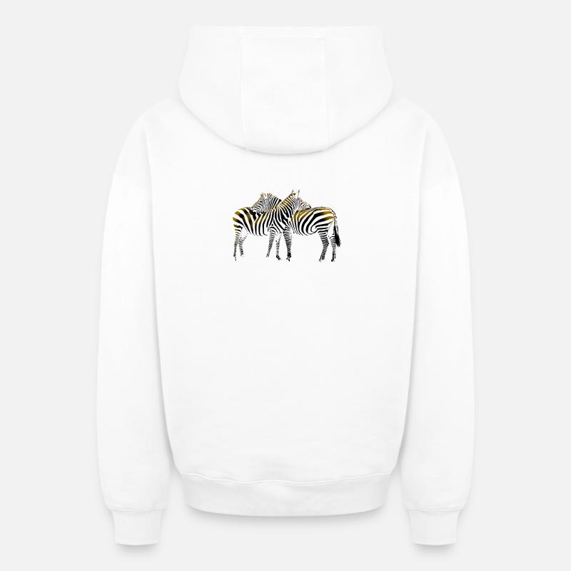 Zebra - Sweat à capuche unisexe zippé oversize épais SPREAD - blanc