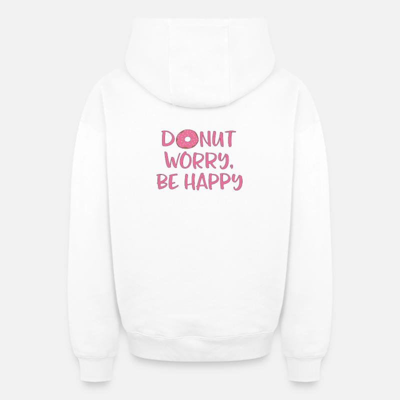 Donut worry - Sweat à capuche unisexe zippé oversize épais SPREAD - blanc