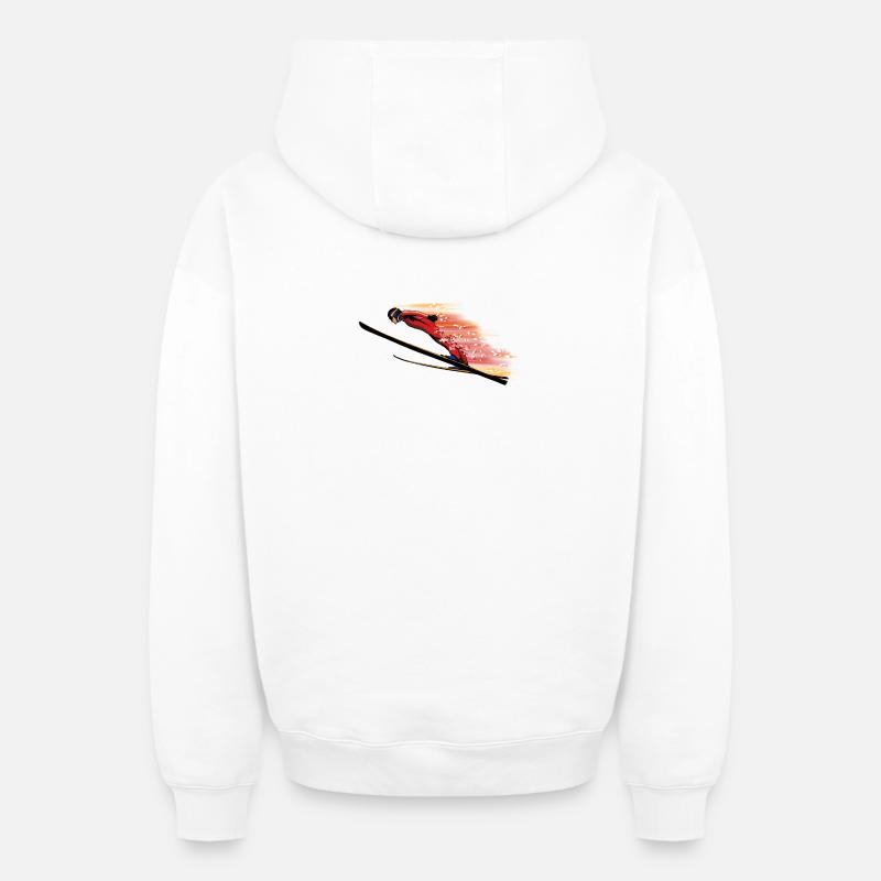 Saut à ski - Sweat à capuche unisexe zippé oversize épais SPREAD - blanc