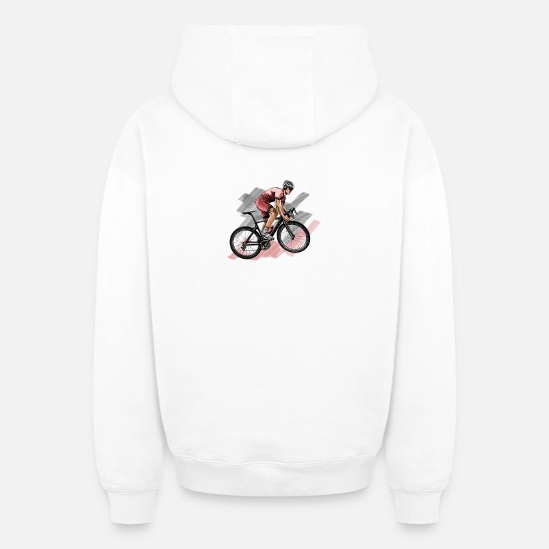 racing bicycle - Sweat à capuche unisexe zippé oversize épais SPREAD - blanc