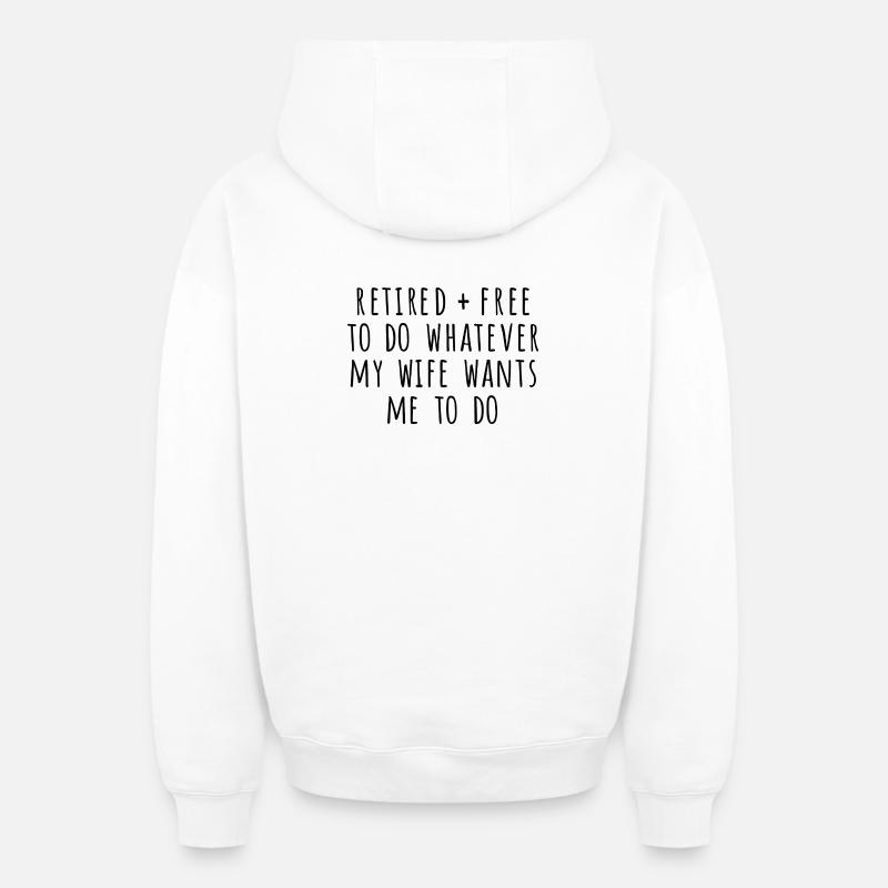 Retraité et libre - Sweat à capuche unisexe zippé oversize épais SPREAD - blanc