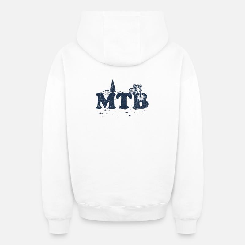 Silhouette de sentier VTT - Sweat à capuche unisexe zippé oversize épais SPREAD - blanc
