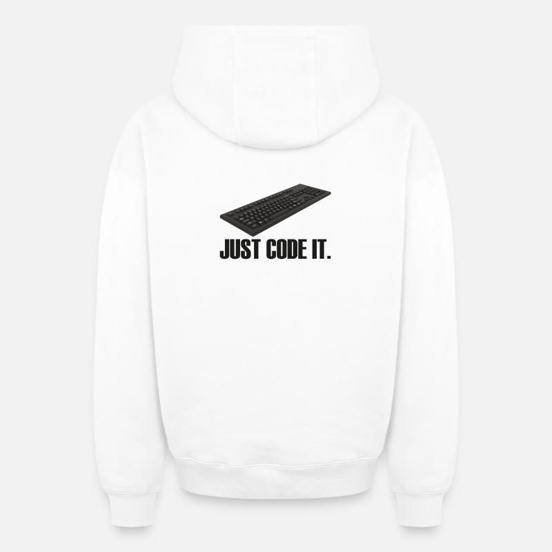 Just Code it - Oversized Heavyweight Unisex Zip Hoodie - Weiß