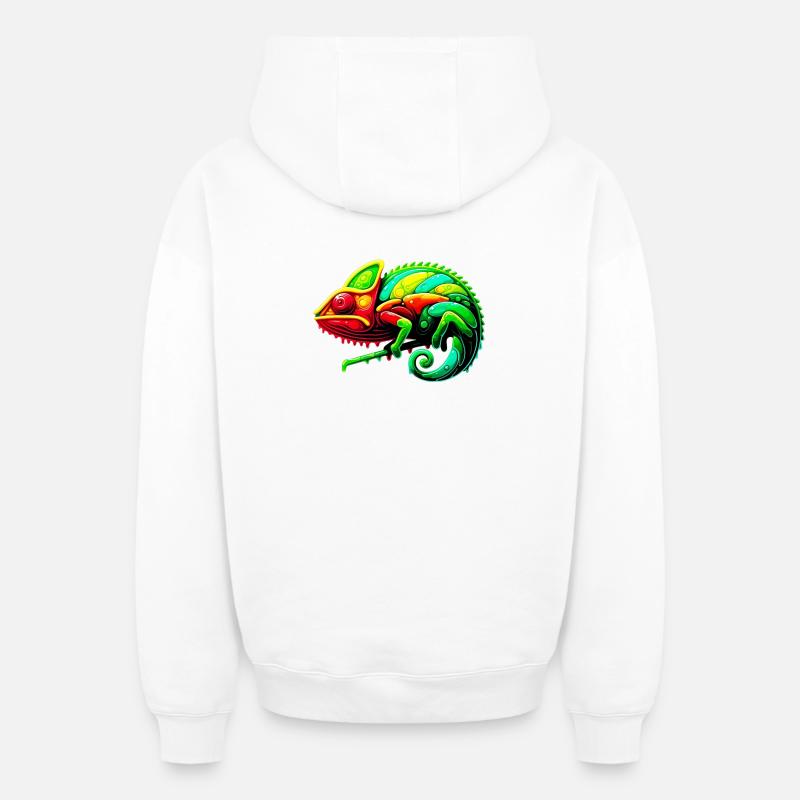 Caméléon - Sweat à capuche unisexe zippé oversize épais SPREAD - blanc
