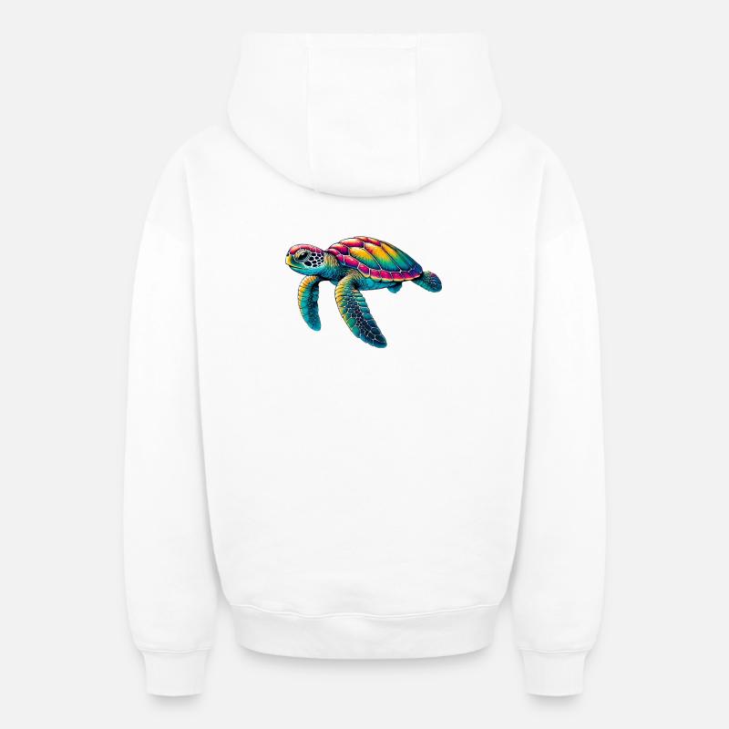 Tortue - Sweat à capuche unisexe zippé oversize épais SPREAD - blanc