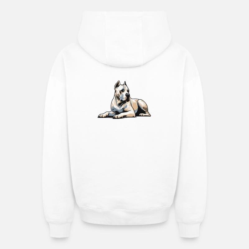 Dogue Argentin - Sweat à capuche unisexe zippé oversize épais SPREAD - blanc