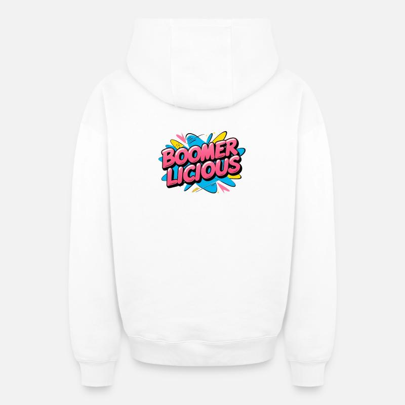 Boomerlicious - Sweat à capuche unisexe zippé oversize épais SPREAD - blanc