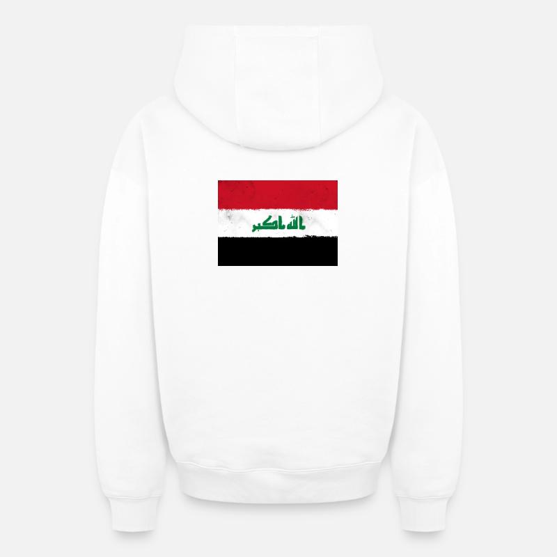 Drapeau de l’Irak - Sweat à capuche unisexe zippé oversize épais SPREAD - blanc