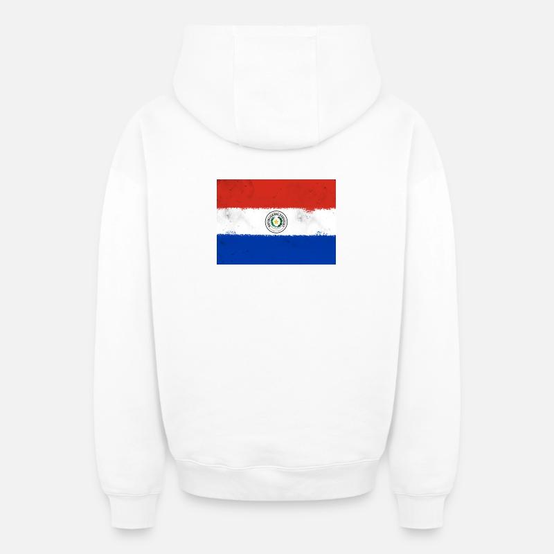 Drapeau du Paraguay - Sweat à capuche unisexe zippé oversize épais SPREAD - blanc