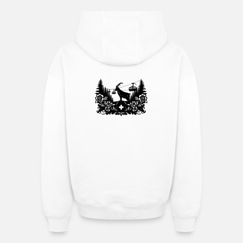 Steinbock_1_black - Sweat à capuche unisexe zippé oversize épais SPREAD - blanc