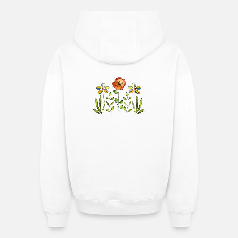 Fleur - Sweat à capuche unisexe zippé oversize épais SPREAD - blanc