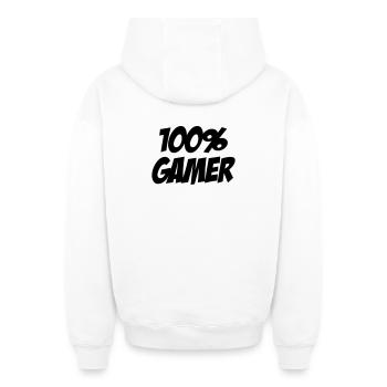 Gamer / Gaming - Sweat à capuche unisexe zippé oversize épais SPREAD - blanc - Dos - AI Model Male 178 light (178cm)