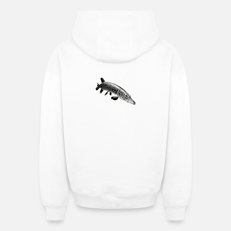 Brochet - Sweat à capuche unisexe zippé oversize épais SPREAD - blanc