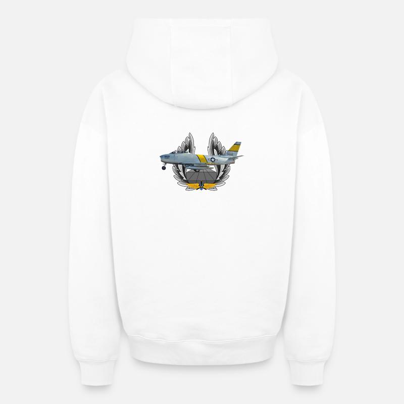 F-86 Sabre - Sweat à capuche unisexe zippé oversize épais SPREAD - blanc