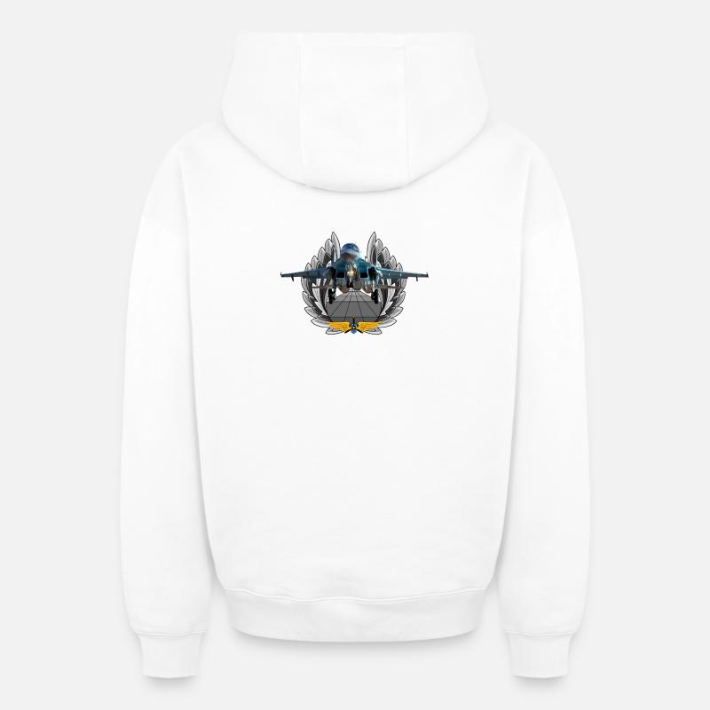 Su-34 - Sweat à capuche unisexe zippé oversize épais SPREAD - blanc