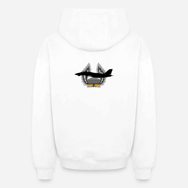 F-14 Tomcat - Sweat à capuche unisexe zippé oversize épais SPREAD - blanc