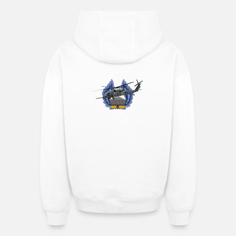 UH-60 Black Hawk - Sweat à capuche unisexe zippé oversize épais SPREAD - blanc